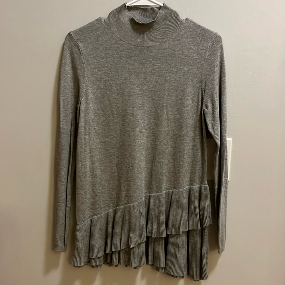 The Limited Collection grey soft long sleeve, high neck long  layered bot…